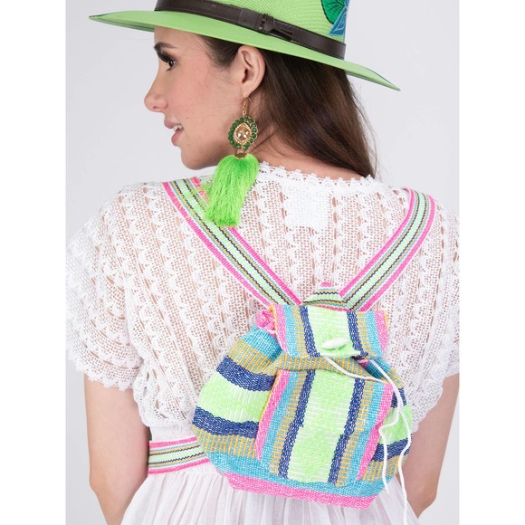 Cielito Lindo Handbags - Mexican Woven Mini Backpack Handmade Colorful